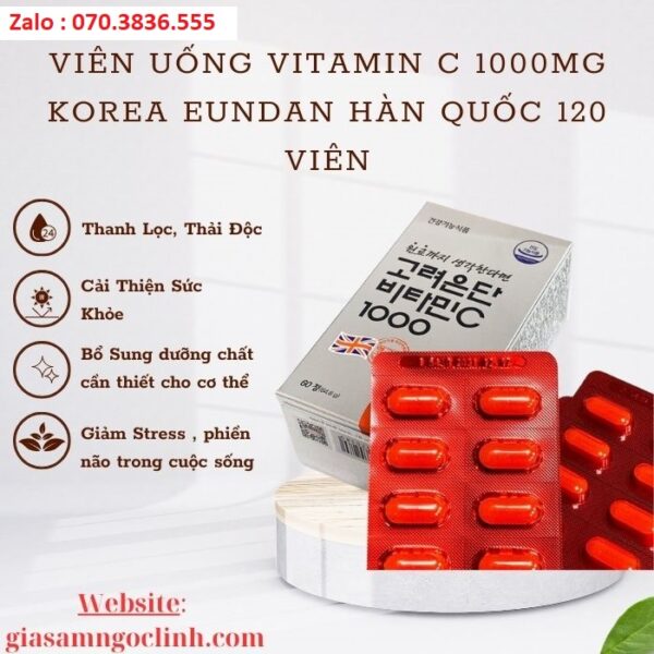 Viên Uống Vitamin C 1000mg Korea Eundan Hàn Quốc 120 Viên