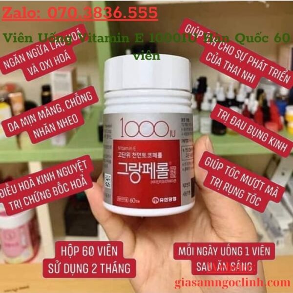 Viên Uống Vitamin E 1000IU Hàn Quốc 60 viên