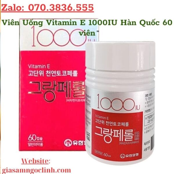 Viên Uống Vitamin E 1000IU Hàn Quốc 60 viên